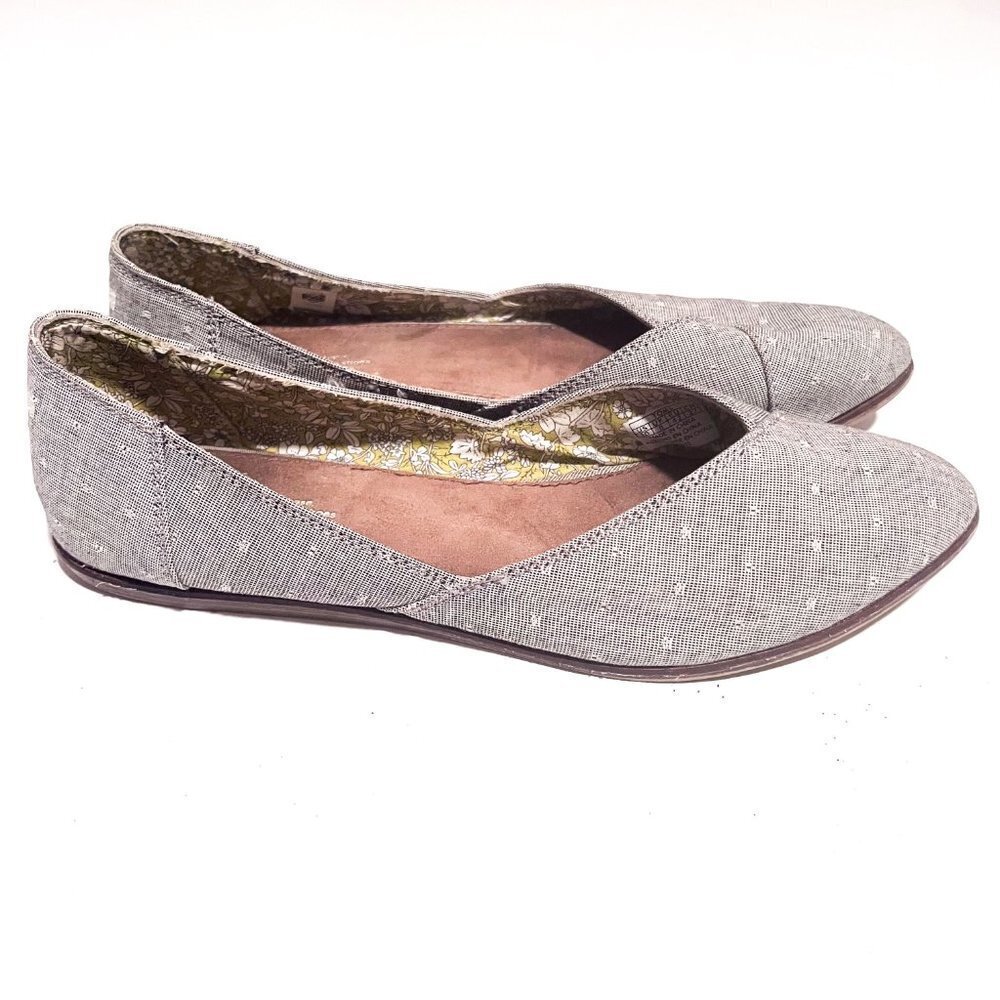 TOMS Grey/Gray Chambray Dot Women's Jutti Flats Size 10 - Picture 2 of 8